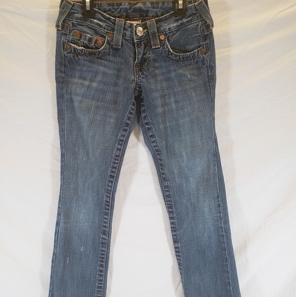 True Religion Women’s Straight Leg Medium Washed Jeans Size 25 - Picture 1 of 10